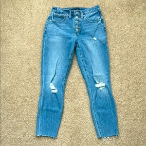 Lucky Brand Bridgette High Rise Crop Distressed Button Up Jeans Size 6/28